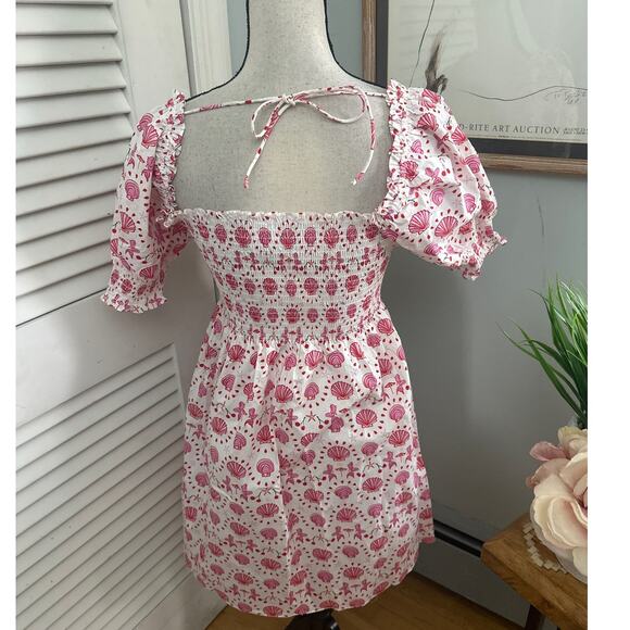 HILL HOUSE Womens Dress The Nap Mermaid Babydoll Milkmaid Seashell Pattern SMALL - Picture 4 of 10